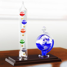 JJ Care Galileo Thermometer with Glass Globe Barometer Frosted, Galileo Weather picture