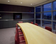 Office Meeting Room 1980s Conference Table Chairs Office Building USA picture