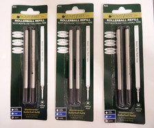 6 X MONTBLANC BY MONTEVERDE ROLLERBALL MEDIUM Point Refills BLACK NEW 88515 picture