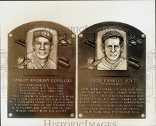 1969 Press Photo Stanley Coveleski & Waite Hoyt Baseball Plaques, Cooperstown picture