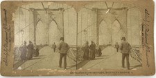Antique BROOKLYN BRIDGE NEW YORK CITY Stereoview Entrance to Promenade picture