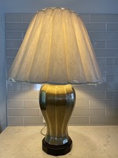 Vintage XL Scalloped Fluted Ivory Fabric Bell Lamp Shade 15.25” x 23.5” NOS NEW picture