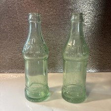 (2) Vintage Flagstaff Arizona Brooks Soda Bottles Green Glass Embossed Coca-Cola picture
