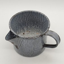 Antique Mottled Gray Graniteware Tea Steeper great condition picture