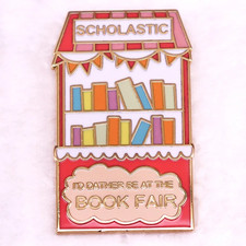 Scholastic I'D Rather Be at the Book Fair Enamel Pin Badges Bookish Book Lover picture