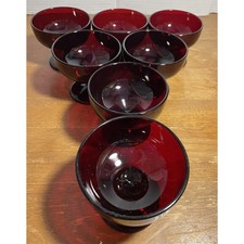 Set of 8 Vtg Anchor Hocking Monarch Royal Ruby Red Champagne Sherbet Glasses EUC picture