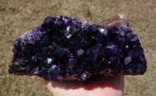 Rare BLACK GRAPE AMETHYST Quartz URUGUAY Crystal Points with Wood Base For Sale picture