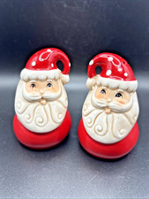 Christmas Santa Red Hat White Dots Salt and Pepper Shakers By Johanna Parker picture