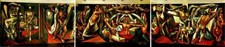 NY New York City JOSE VELA ZANETTI MURAL United Nations Tri-Fold 3½X16½ Postcard picture