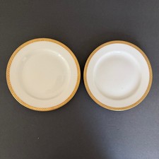 Vignaud Limoges France Set of 2 Bread & Butter Plates Gold Laurel Encrusted Rim picture