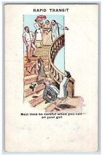 1906 Rapid Transit Man Fell Comic Humor Lemasters Pennsylvania PA Postcard picture