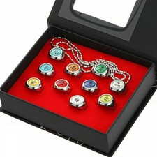 Naruto Akatsuki 10 Ring Set Anime Cosplay Rings with Display Box Chain picture