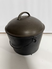 Cast Iron Bean Pot 3 Leg #8 with Lid And Trivet Antique Fast Shipping picture