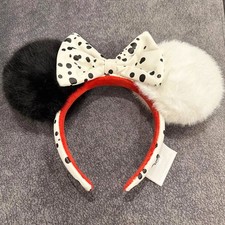 Minnie Mouse Ear Disney Parks Cruella Devil 101 Dalmatians Bow Headband Gifts picture