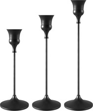 Candlestick Holders Black, 3 Packs Taper Candle Holder for Candlesticks, Candle picture