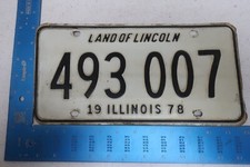 Illinois License Plate Tag IL 1978 78 493 007 picture