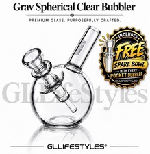 Grav® Labs SPHERICAL Pocket Bubbler Thick Clear Glass, Water Pipe, Hand Pipe Rig picture