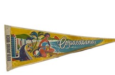 Vintage 1950s Souvenir Felt Pennant Copacabana Rio de Janeiro Swimsuit Woman 21