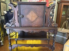 Vtg Humidor Cigar Cabinet Copper Lined End Table picture