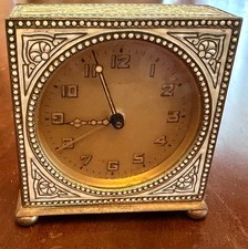 Antique Art Deco Kienzle German Champleve Enamel Brass Desk Clock - RUNS picture