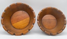 Vinatge MCM (2) Dark Carved Wood Bowls 5.5” & 6.25” ~ Beautiful picture