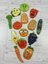 Arjon VTG Lot of 14 Anthropomorphic Kitschy Fruit Vegetable Refrigerator Magnets picture