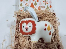 Jonathan Adler Circus Lion Ornament  Menagerie Orange Yellow White With Box RARE picture
