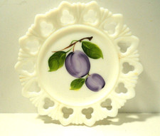 Kemple Milk Glass Lace Edge Hand Painted Plate picture