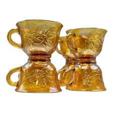 Eight Indiana Harvest Grape Carnival Glass Punch Cups 7447 Indiana Glass 1970s picture