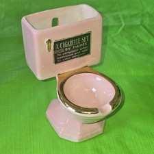 Vtg Thames Tilso Japan Ceramic Toilet Ashtray Cig. Holder Wall Pocket picture