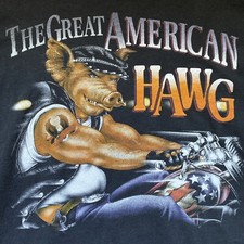 VTG Great American Hawg Motorcycle Rider Shirt 2XL Long Sleeve Berlin Germany picture