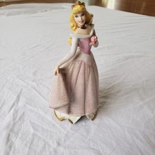 Disney AURORA Sleeping Beauty Glitter Sparkle Dress Porcelain Figurine VTG 7” picture