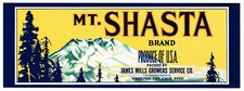 CRATE LABEL MOUNT MT SHASTA HAMILTON CITY BUTTE COUNTY ORIGINAL VINTAGE NORCAL picture