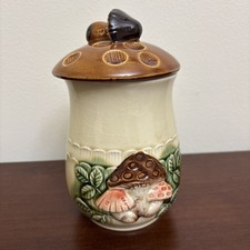 VTG Empress of Haruta Japan Mushroom Ceramic Kitchen Canister Jar w Lid READ picture