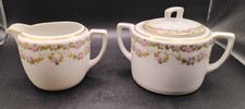 (Box1) Antique MZ Austria Creamer & Sugar Bowl Floral Swag picture