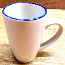 New Steelite International Coffee Mug Ceramic Made in England - White/Blue Rim picture