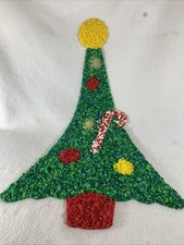 Vintage 1970’s Christmas Tree Plastic Melted Popcorn Wall Decoration picture