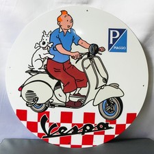 Vespa Tintin Scooter Edition – Vintage Piaggio Metal Sign – 50 cm (19.7”) picture