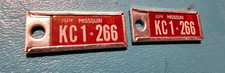Vtg 1967 MISSOURI License Plate Tag PAIR DAV Disabled American Veteran Keychain picture