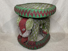 LARGE AFRICAN ART BEADED BAMILEKE ELEPHANT STOOL FROM CAMEROON picture