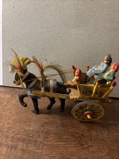 Vintage Sicilian Folk Art Wooden Wedding Cart – Made in Italy picture