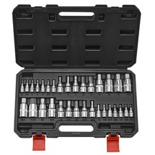 Hex Bit Socket Set, 32-Piece, S2 Alloy Steel and Cr-V Steel, Standard SAE and Me picture
