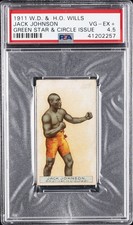 1911 W.D. & H.O. WILLS GREEN STAR & CIRCLE ISSUE JACK JOHNSON PSA 4.5 picture
