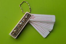 VTG/Antique Pocket/Key Chain Adress Book w/Filigree Metal Case Rhinestones/Pearl picture