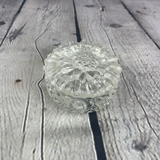 Vintage Bohemia Glass Trinket Box Dish Jewelry Clear Sunflower Czechoslovakia picture