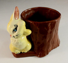 Pottery Bunny Rabbit Planter / Candy Bowl Vintage Anthropomorphic Good Condition picture