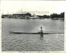 1973 Press Photo Billy Frickey, winner of 21st World Championship Pirogue Races picture