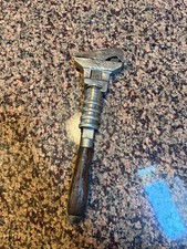 ANTIQUE BEMIS & CALL H&T CO .  COMBINATION PIPE MONKEY WRENCH WOODEN HANDLE picture