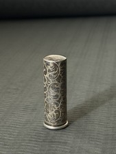 Vintage 925 STERLING silver etched design cylinder lipstick holder 2” picture