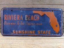 Vintage Riviera Beach Florida License Plate Sunshine State Gateway To Gulfstream picture